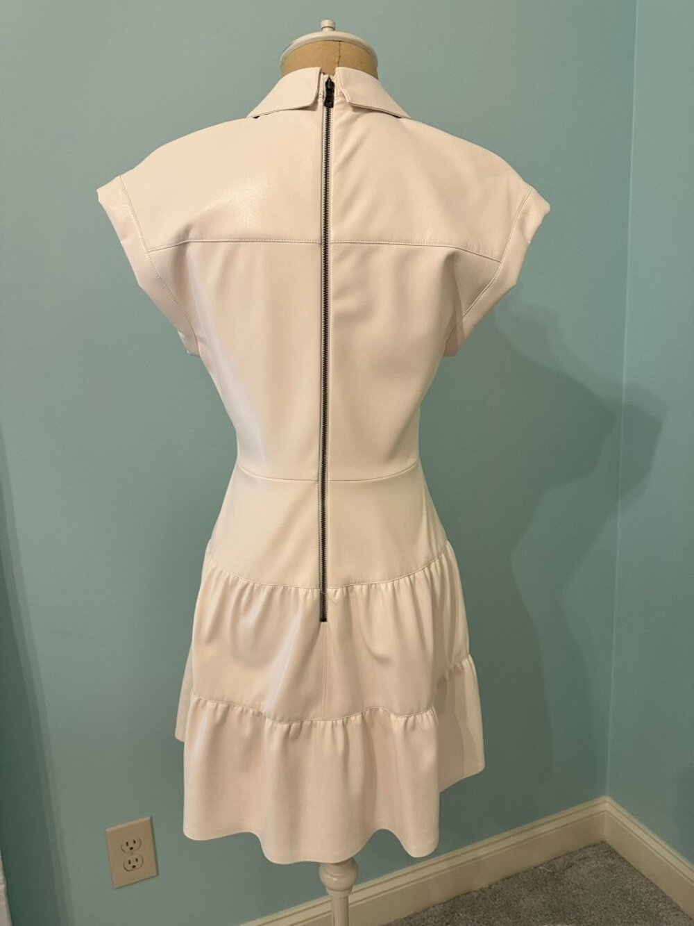 ALICE + OLIVIA Mila Vegan Leather Twist-Front Mini Dress - Picture 6 of 6